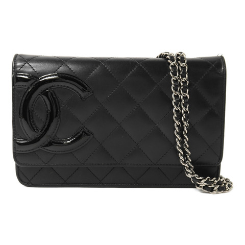 CHANEL 牛皮皮革Wallet on Chain銀扣鏈帶肩背袋