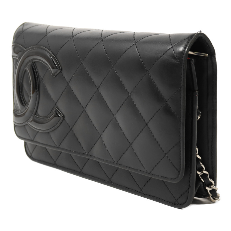 CHANEL 牛皮皮革Wallet on Chain銀扣鏈帶肩背袋-2