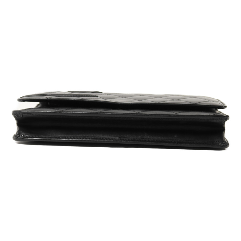 CHANEL 牛皮皮革Wallet on Chain銀扣鏈帶肩背袋-3