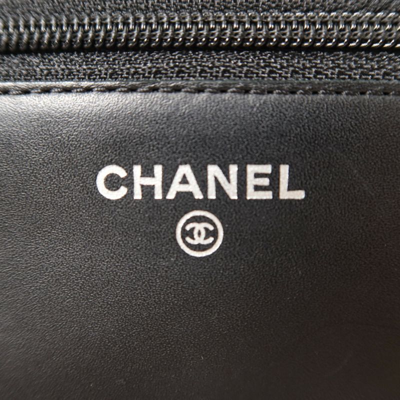 CHANEL 牛皮皮革Wallet on Chain銀扣鏈帶肩背袋-5