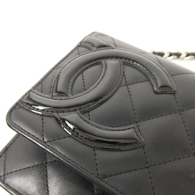 CHANEL 牛皮皮革Wallet on Chain銀扣鏈帶肩背袋-9