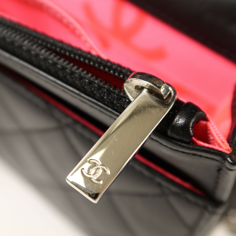 CHANEL 牛皮皮革Wallet on Chain銀扣鏈帶肩背袋-10