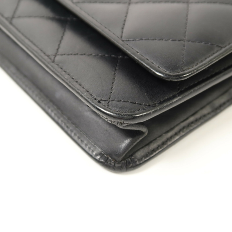 CHANEL 牛皮皮革Wallet on Chain銀扣鏈帶肩背袋-12