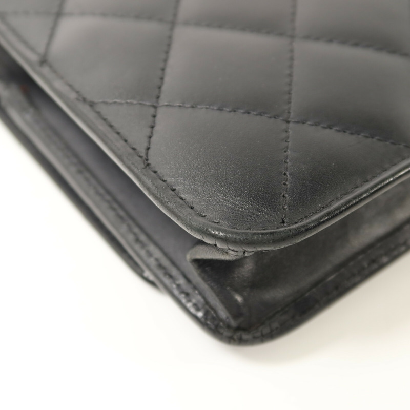 CHANEL 牛皮皮革Wallet on Chain銀扣鏈帶肩背袋-13