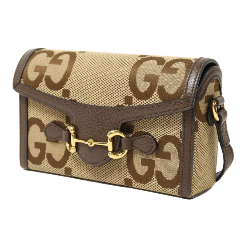 GUCCI 帆布Horsebit 1955金扣肩背袋-2