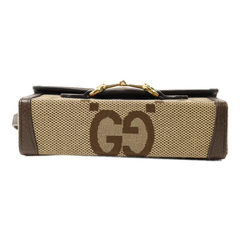 GUCCI 帆布Horsebit 1955金扣肩背袋-3