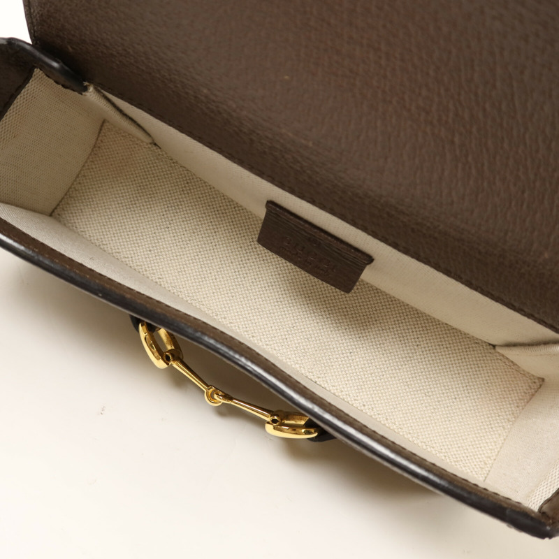 GUCCI 帆布Horsebit 1955金扣肩背袋-4