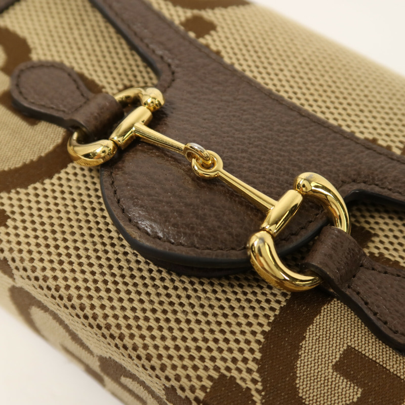 GUCCI 帆布Horsebit 1955金扣肩背袋-8