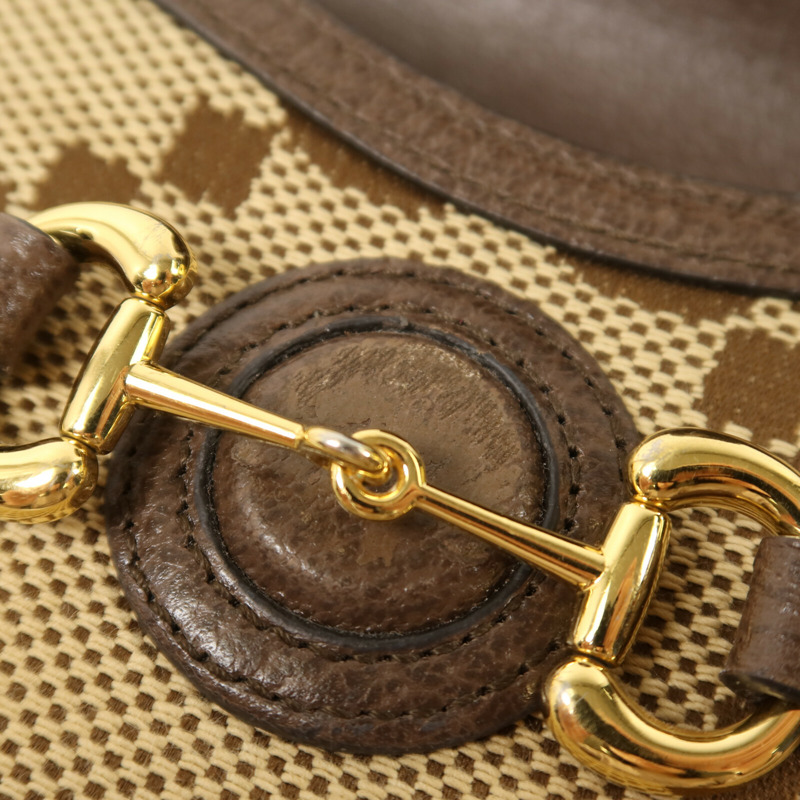 GUCCI 帆布Horsebit 1955金扣肩背袋-13