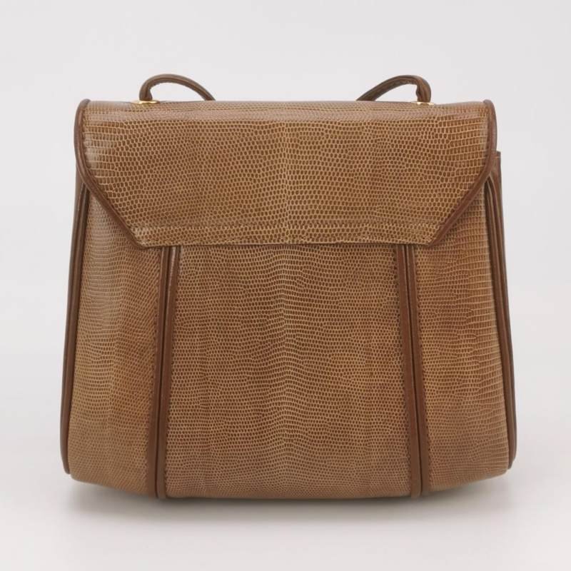 Saint Laurent羊皮蜥蜴皮純色翻蓋斜挎包-4