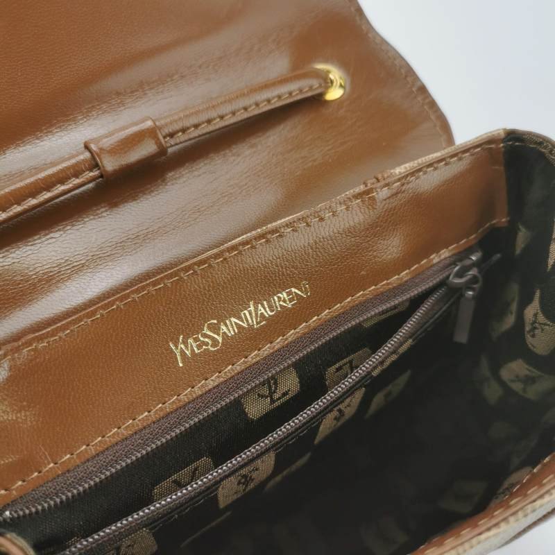 Saint Laurent羊皮蜥蜴皮純色翻蓋斜挎包-7