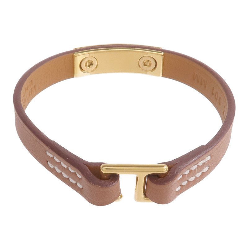 HERMES Swift皮革Mini Rivale Bracelet金扣手帶Gold-2