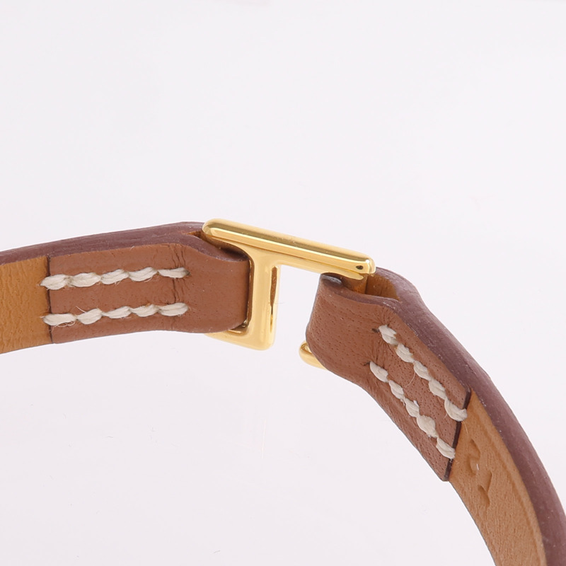HERMES Swift皮革Mini Rivale Bracelet金扣手帶Gold-3
