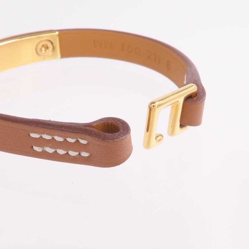 HERMES Swift皮革Mini Rivale Bracelet金扣手帶Gold-4