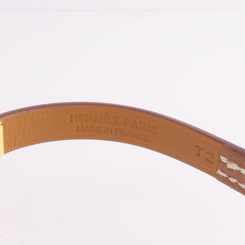 HERMES Swift皮革Mini Rivale Bracelet金扣手帶Gold-6