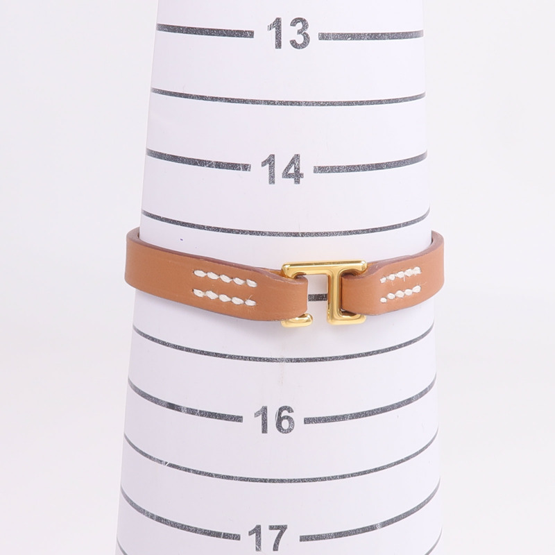 HERMES Swift皮革Mini Rivale Bracelet金扣手帶Gold-9