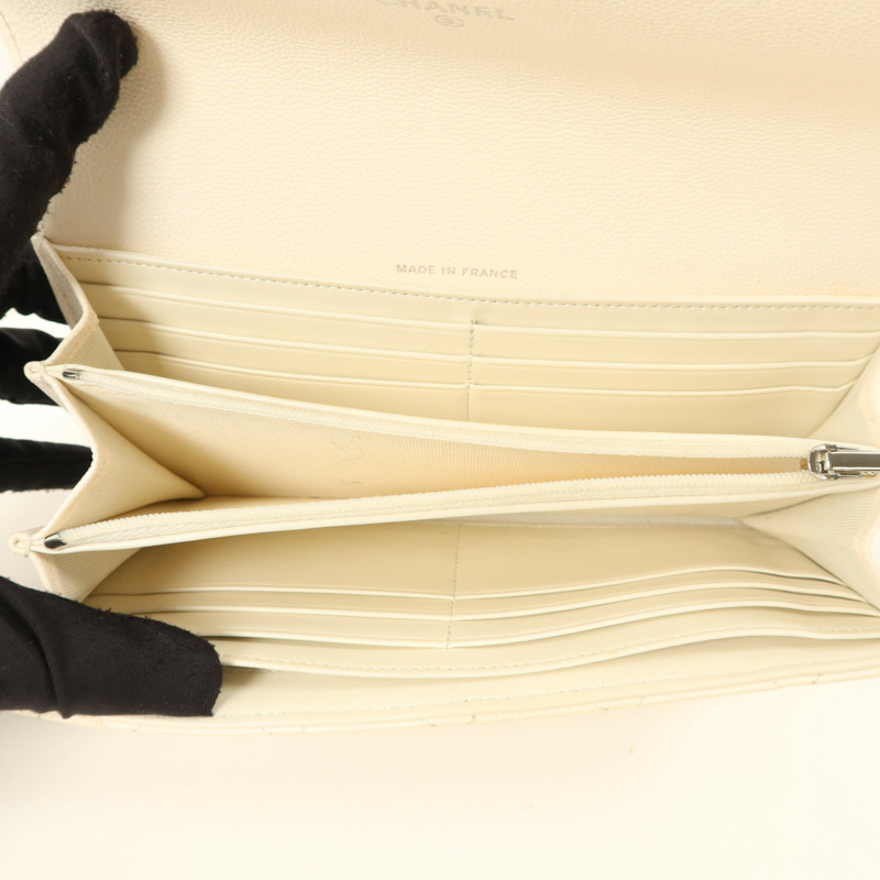 CHANEL 牛皮皮革Classic Long Wallet銀扣長錢包-4