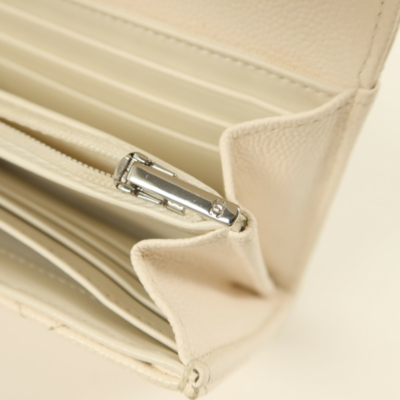 CHANEL 牛皮皮革Classic Long Wallet銀扣長錢包-8