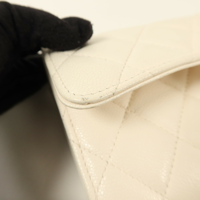 CHANEL 牛皮皮革Classic Long Wallet銀扣長錢包-17