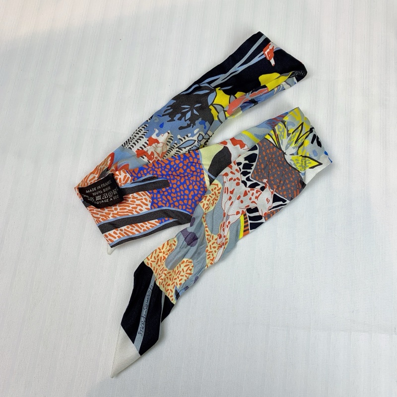 愛馬仕/Hermes Twilly自由之城絲帶綁帶 狗狗圖案很特別-0