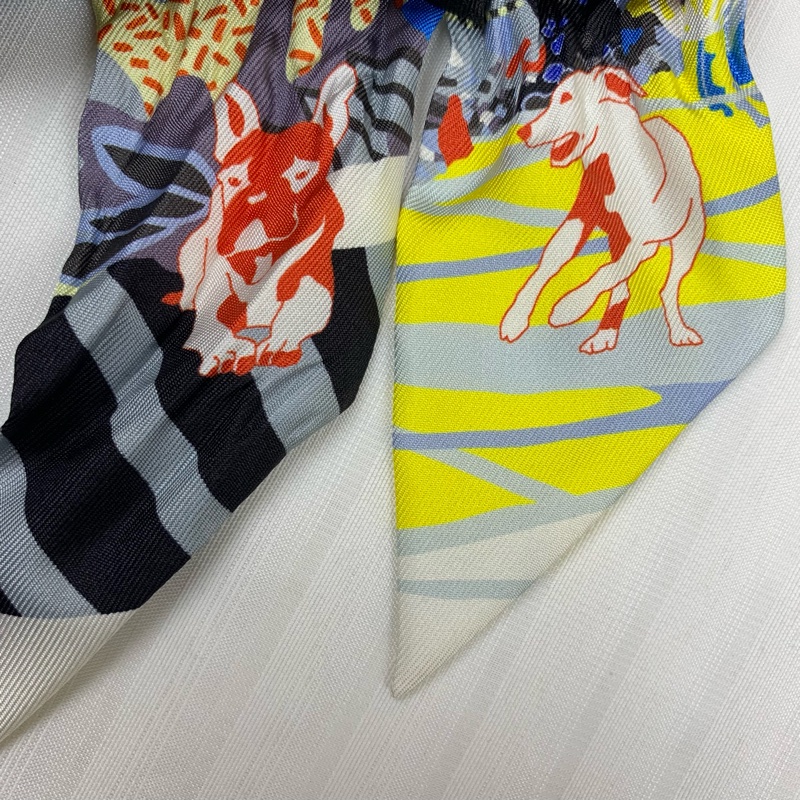 愛馬仕/Hermes Twilly自由之城絲帶綁帶 狗狗圖案很特別-6