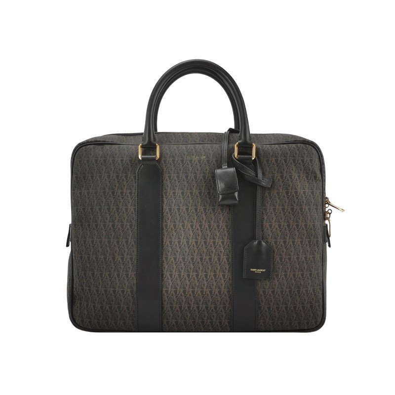 Saint Laurent牛皮老花滿印字母Logo手提包-0