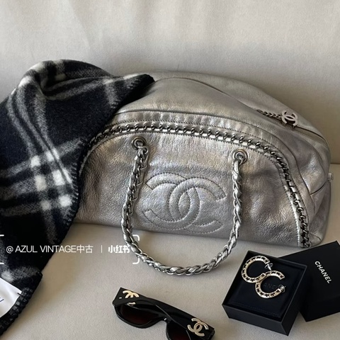 CHANEL 波士頓/保齡球包 旅行包機場包✈️香檳金牛皮手提肩背包