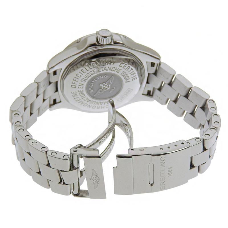 近全新百年靈超級海洋日期計時表 A17360 黑色錶盤不鏽鋼自動上鍊 42 毫米男士腕錶-2