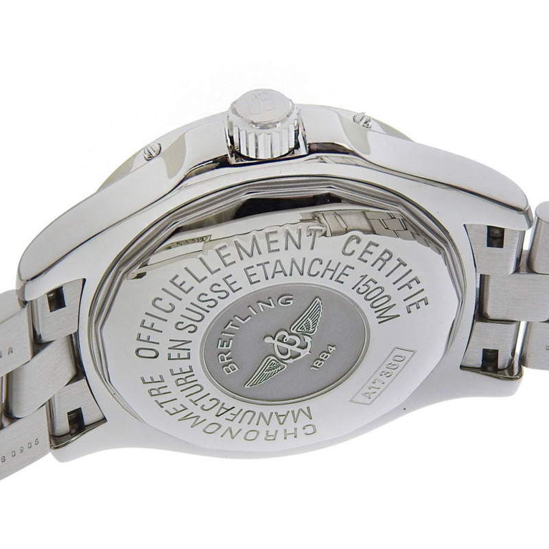 近全新百年靈超級海洋日期計時表 A17360 黑色錶盤不鏽鋼自動上鍊 42 毫米男士腕錶-3