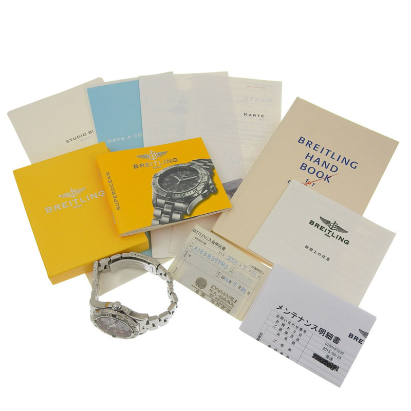 近全新百年靈超級海洋日期計時表 A17360 黑色錶盤不鏽鋼自動上鍊 42 毫米男士腕錶-6