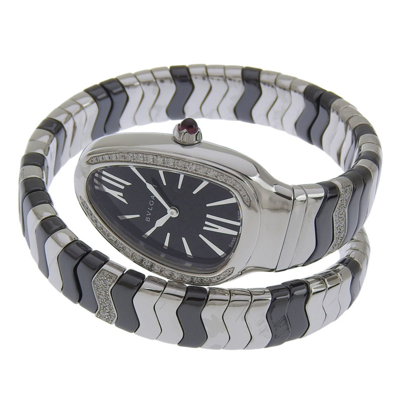 近全新寶格麗 (BVLGARI) Serpenti Tubogas 蛇形單螺旋腕錶 SP35S SP35BBSDBCSD1 鑽石-1