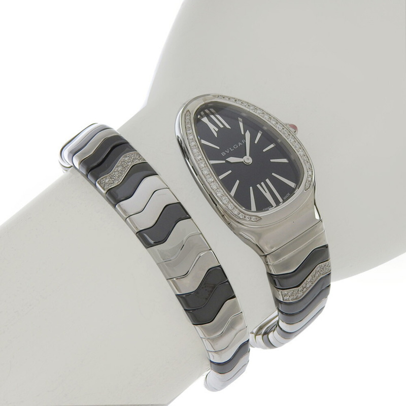 近全新寶格麗 (BVLGARI) Serpenti Tubogas 蛇形單螺旋腕錶 SP35S SP35BBSDBCSD1 鑽石-6