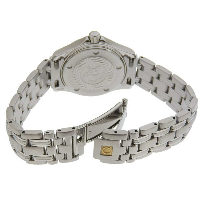 近全新歐米茄海馬系列120公尺日期顯示女士腕錶 2571 81 00 藍色錶盤 不鏽鋼石英錶 26毫米-2