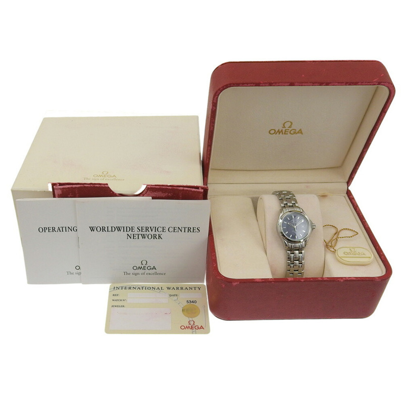 近全新歐米茄海馬系列120公尺日期顯示女士腕錶 2571 81 00 藍色錶盤 不鏽鋼石英錶 26毫米-5