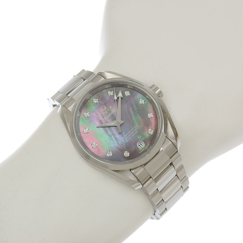 近新歐米茄海馬系列Aqua Terra 231 10 39 21 57 001 11P 鑲鑽日期顯示珍珠母貝錶盤-4