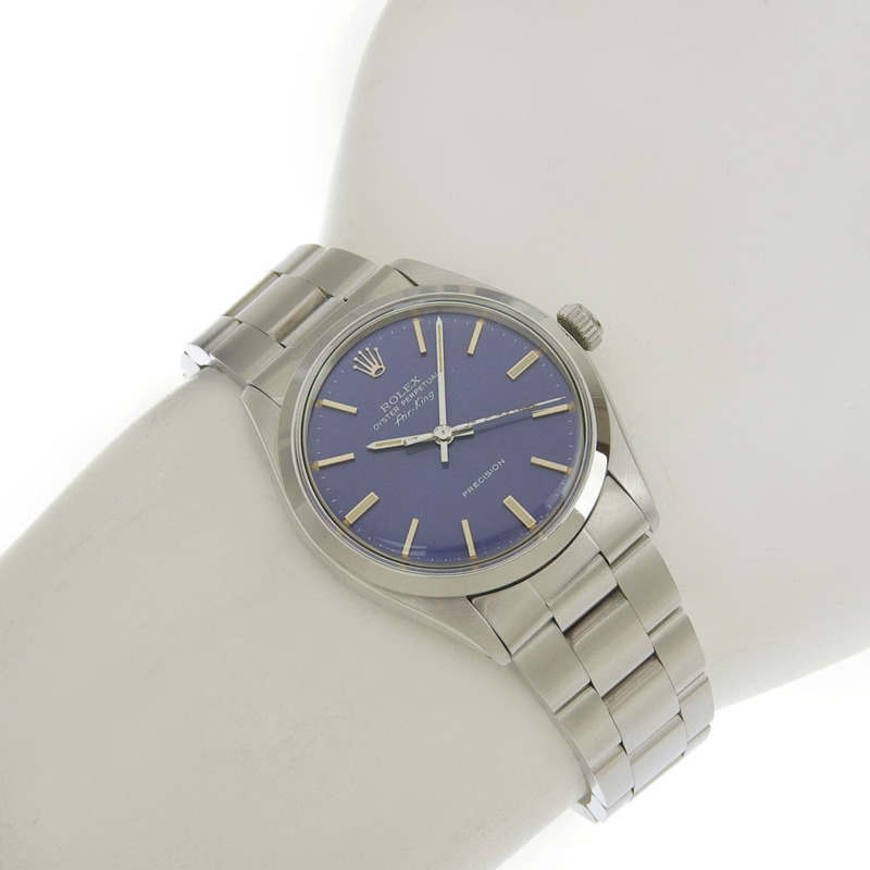 近乎全新的勞力士空中霸王精密型 5500，序號在 66 範圍內（約 1980 年），藍色錶盤，不銹鋼，2025 年 12 月大修。-7