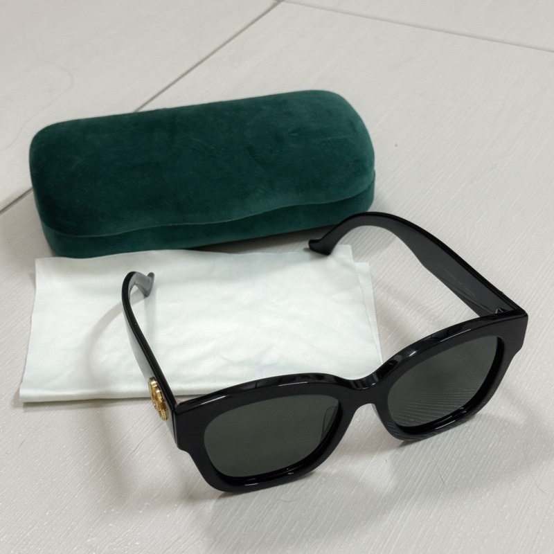 gucci 雙G金色logo墨鏡-5