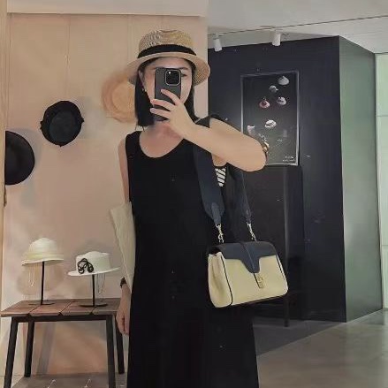 CELINE Soft16 原色帆布拼深海藍25X17X8 99新配件肩帶 紙卡 塵袋-1