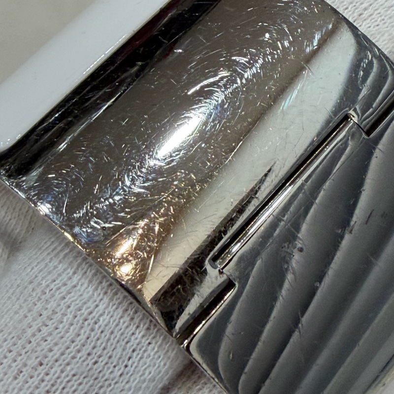 HERMES 銀色 白金色 白 琺瑯 POP H LOGO PM 寬版 手環 手鐲-8