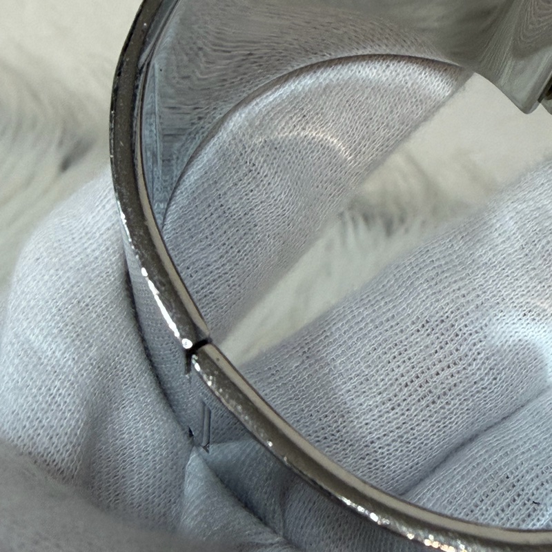 HERMES 銀色 白金色 白 琺瑯 POP H LOGO PM 寬版 手環 手鐲-16