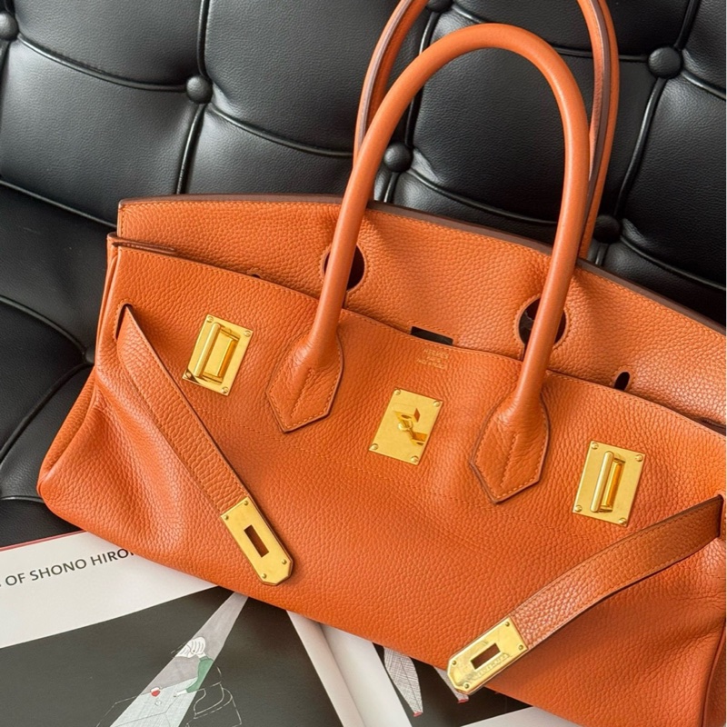 Birkin shoulder 42 93 愛馬仕橙 🍊金扣 太酷啦～。-7
