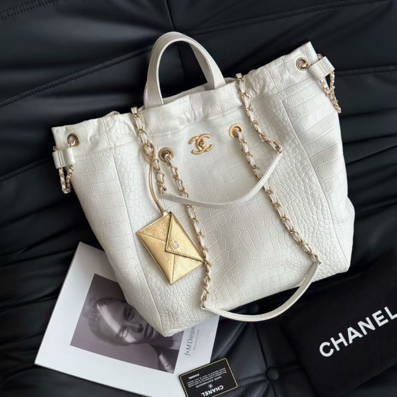 Chanel 超稀有牛皮 鰐魚壓紋 2way 白金 托特34*37*17.5cm 99新配件塵袋保卡-1