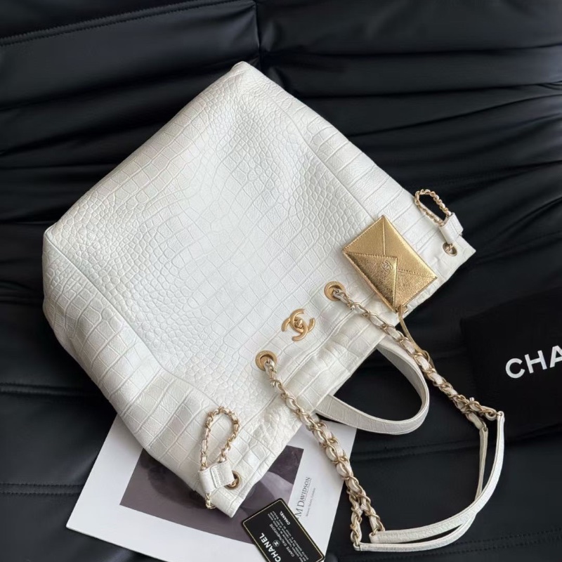 Chanel 超稀有牛皮 鰐魚壓紋 2way 白金 托特34*37*17.5cm 99新配件塵袋保卡-3