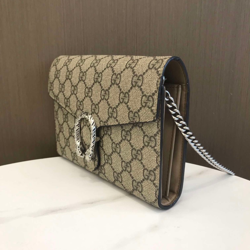 Gucci古馳酒神woc系列 經典老花配色 鏈條單肩斜挎包 內里自帶夾層 尺寸 20×3.5×13-4