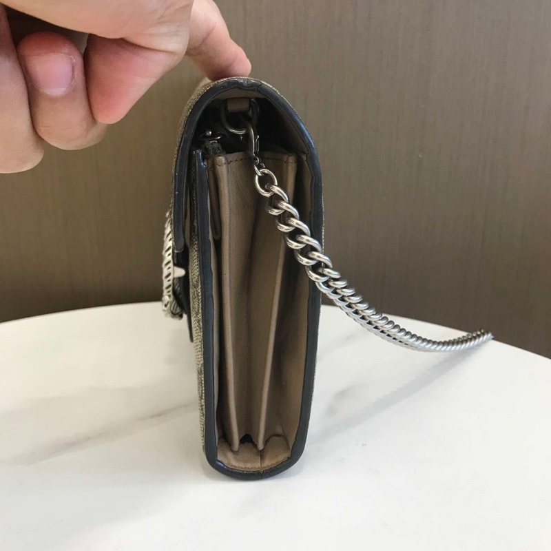 Gucci古馳酒神woc系列 經典老花配色 鏈條單肩斜挎包 內里自帶夾層 尺寸 20×3.5×13-5