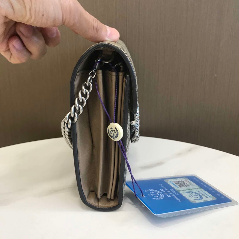 Gucci古馳酒神woc系列 經典老花配色 鏈條單肩斜挎包 內里自帶夾層 尺寸 20×3.5×13-6