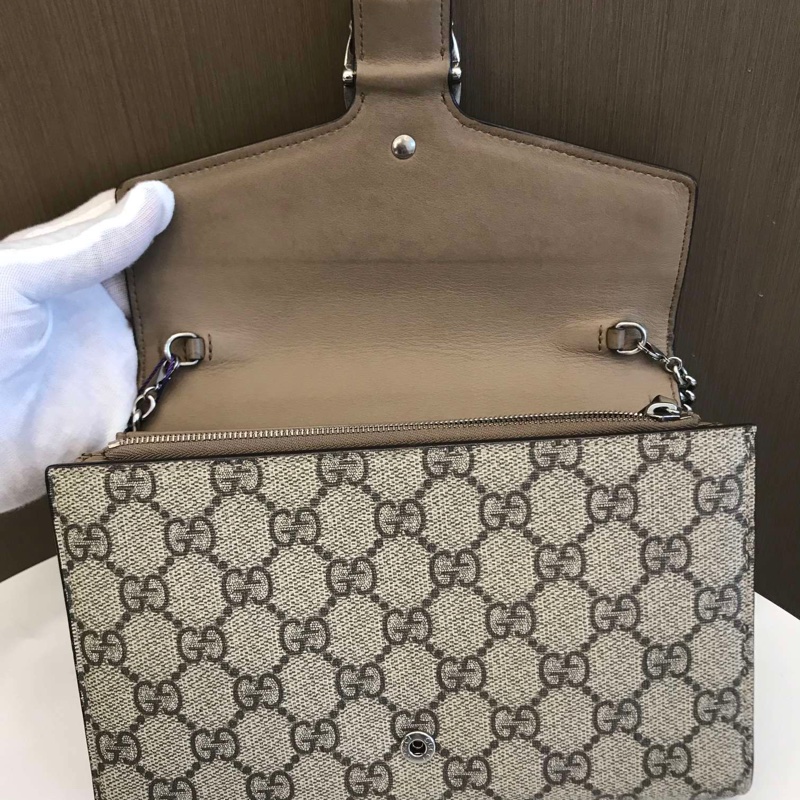 Gucci古馳酒神woc系列 經典老花配色 鏈條單肩斜挎包 內里自帶夾層 尺寸 20×3.5×13-7