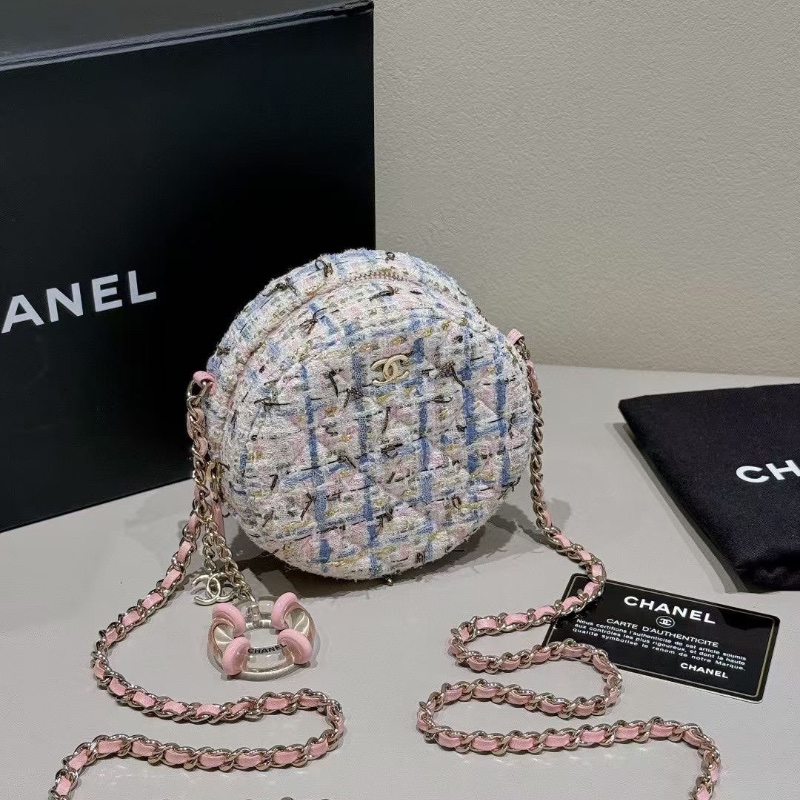 Chanel 毛呢 游泳圈 小圓餅12*5.5*12cm 99新配件塵袋保卡-1