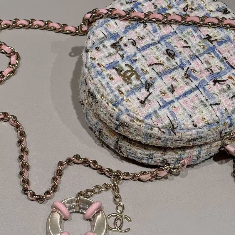 Chanel 毛呢 游泳圈 小圓餅12*5.5*12cm 99新配件塵袋保卡-3