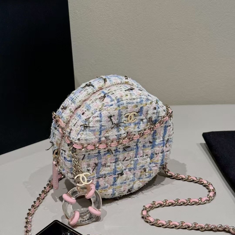 Chanel 毛呢 游泳圈 小圓餅12*5.5*12cm 99新配件塵袋保卡-5